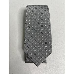 Calvin Klein Gray, Black Geometric Pattern Silk Blend Slim Designer Tie NWT